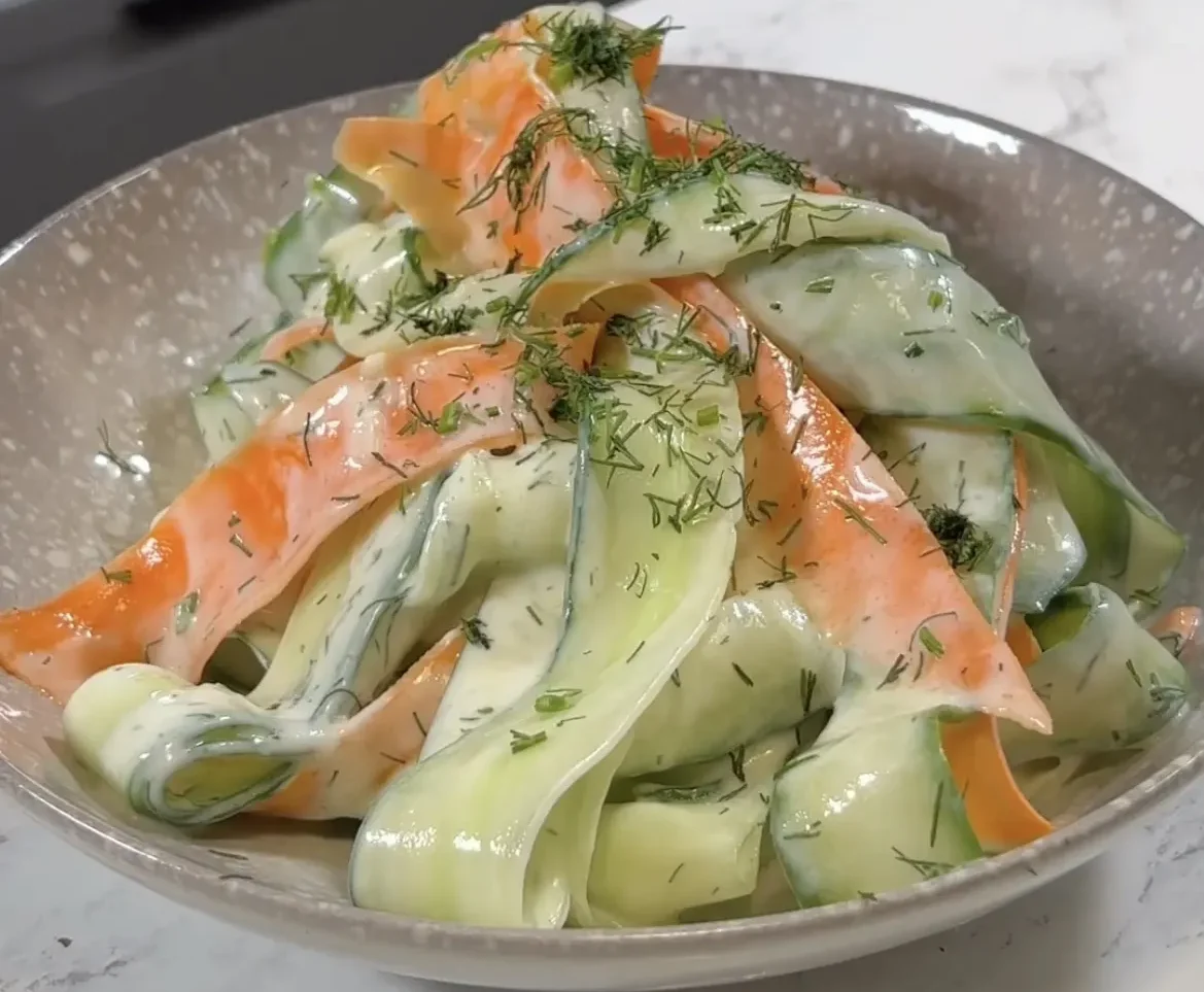 Carrot cucumber ribbon salad