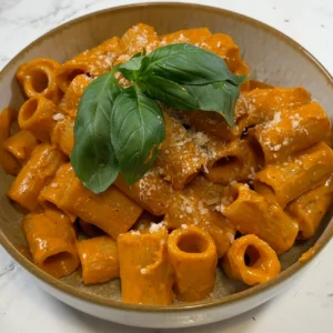 Pasta with Roasted Pepper & Tomato Sauce Finished Dish