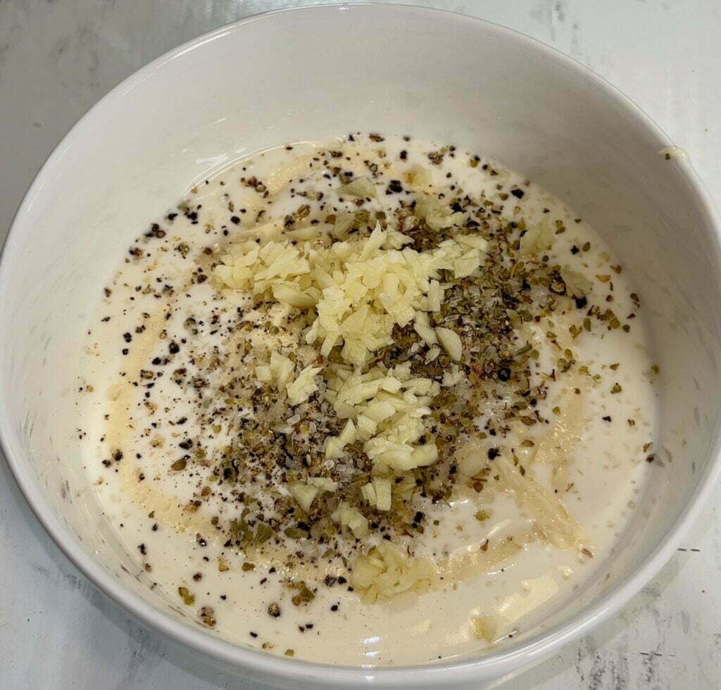 Picture of creamy yogurt side with smashed potato