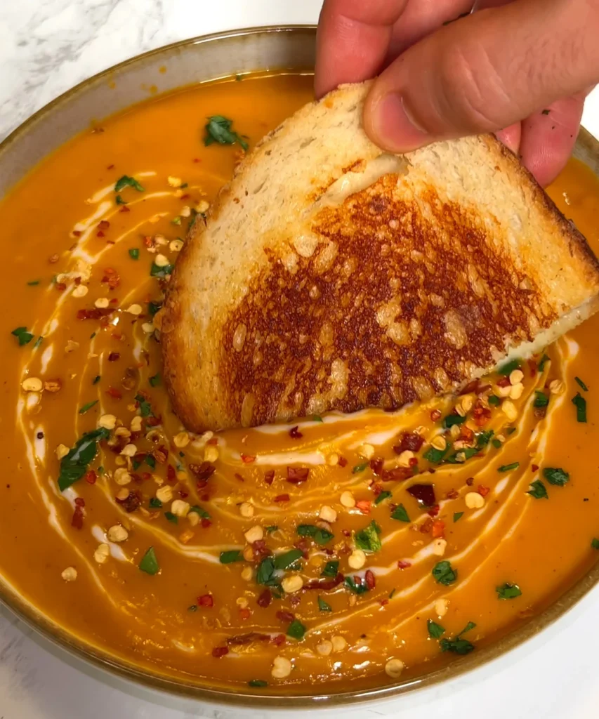 Butternut Squash Soup with Coconut Milk and Grilled Cheese