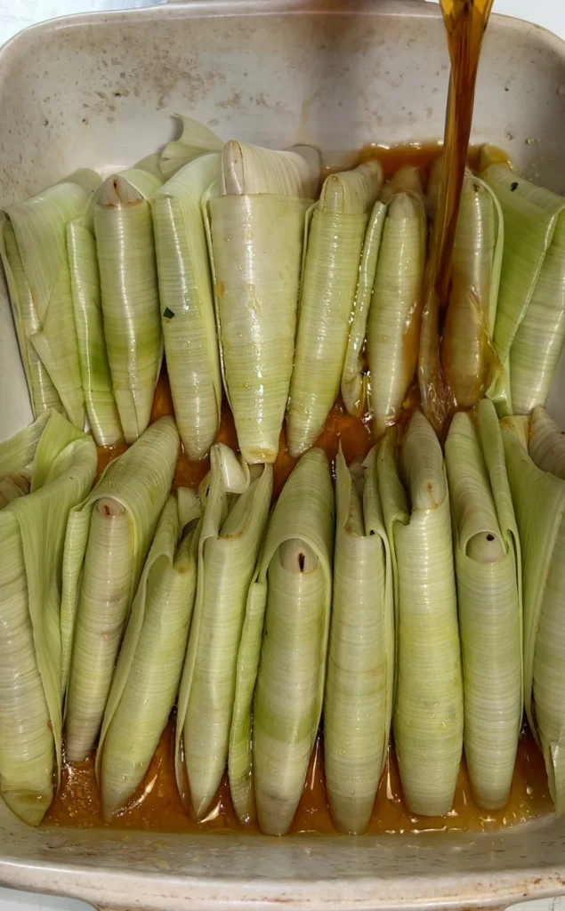 Leek Wrapped Stuffed Leek Triangles - A Vegan Pastry Delight