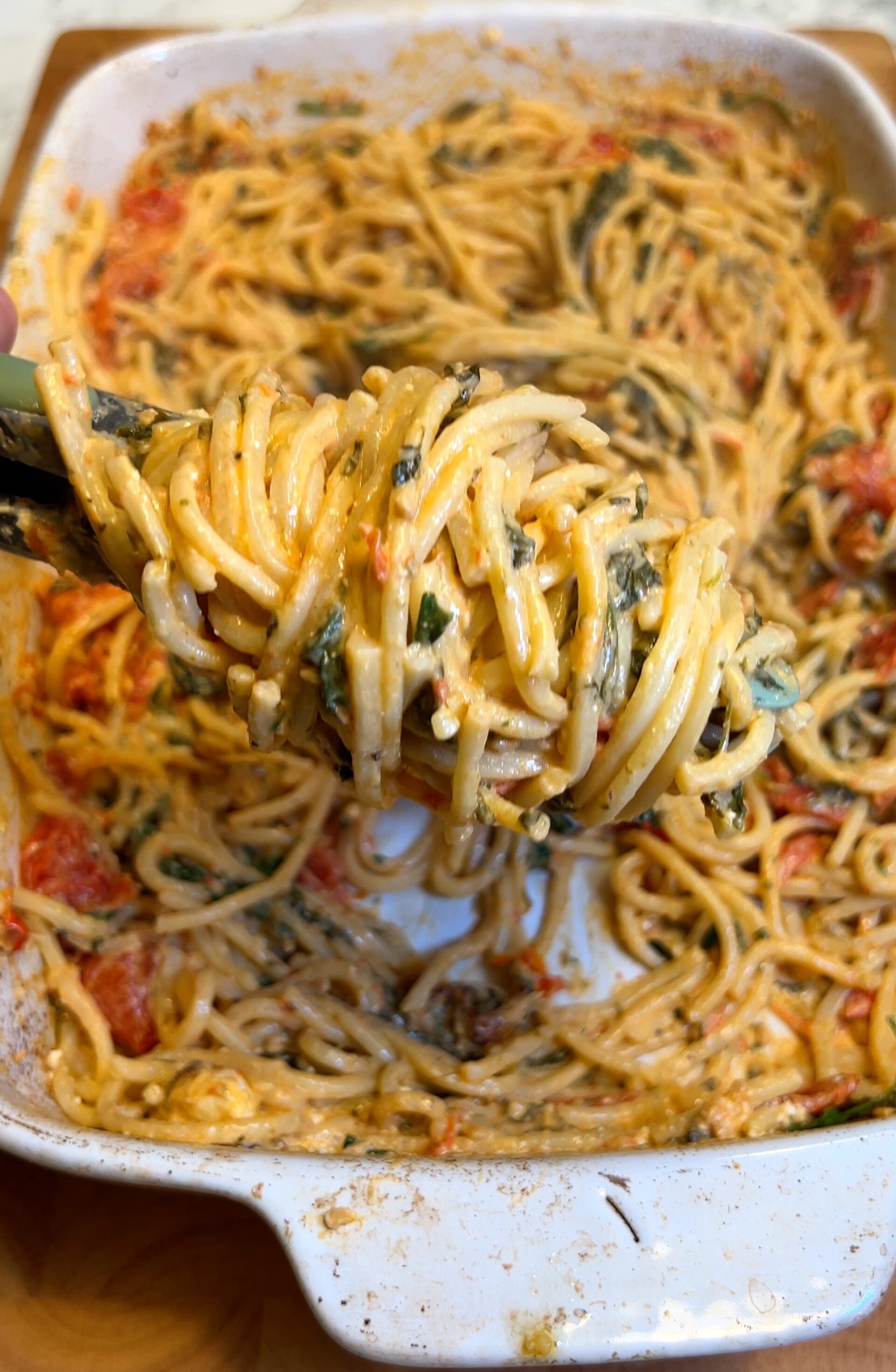 baked Tomato and Spinach Pasta