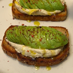 what I eat in a day: Breakfast avocado hummus toast picture